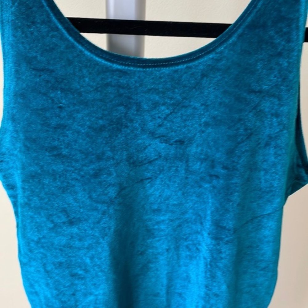NWT Zara vibrant teal blue velvet bodysuit tank size S